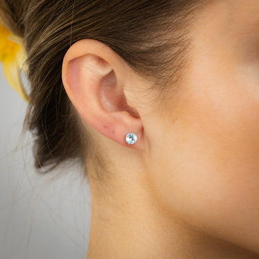 Natural Emerald Stud Earrings in Sterling Silver