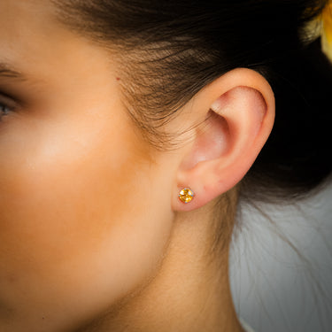 Natural Citrine Stud Earrings in Sterling Silver