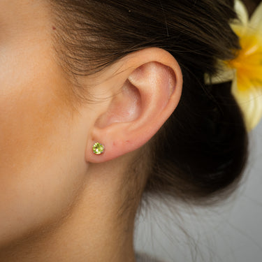 Natural Peridot Stud Earrings in Sterling Silver