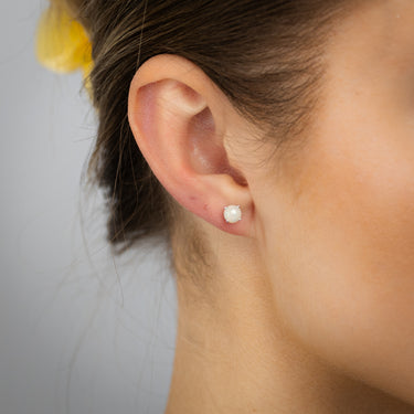 Natural Opal Stud Earrings in Sterling Silver