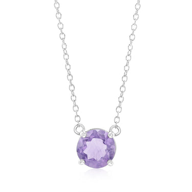 Natural Amethyst Pendant with 45cm Chain in Sterling Silver