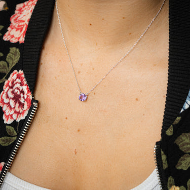 Natural Amethyst Pendant with 45cm Chain in Sterling Silver