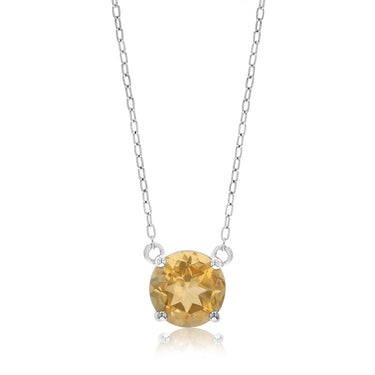 Natural Citrine Pendant with 45cm Chain in Sterling Silver