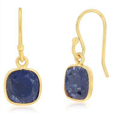 2.5 Carat Natural Sapphire Drop Earrings in Gold Plated Sterling Silver