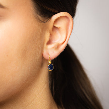 2.5 Carat Natural Sapphire Drop Earrings in Gold Plated Sterling Silver
