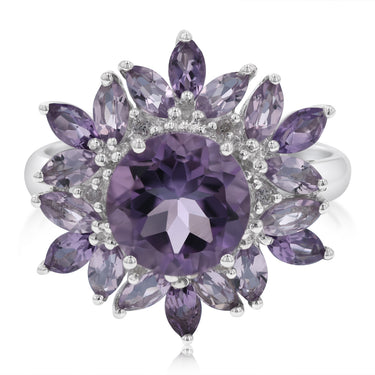 Natural Amethyst & Diamond Ring in Sterling Silver