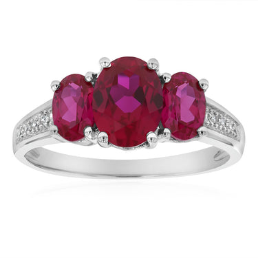 Created Ruby & Diamond Ring in Sterling Silver