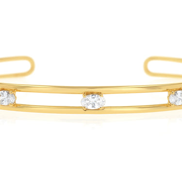 Gold Plated Sterling Silver Cubic Zirconia Bangle