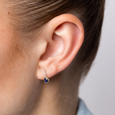 Created Sapphire and Diamond Drop Earrings in 9ct Yellow Gold