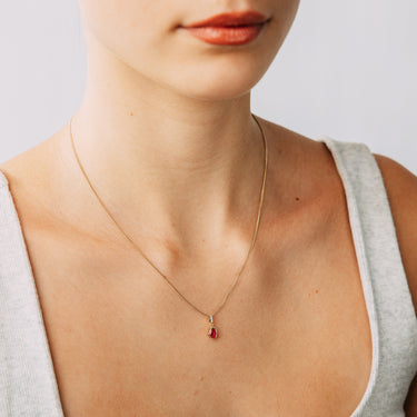 Created Ruby and Diamond Pendant in 9ct Yellow Gold