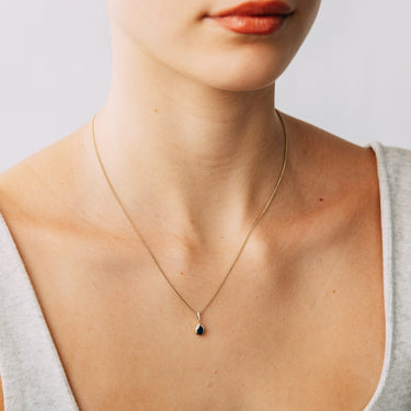 Created Sapphire and Diamond Pendant in 9ct Yellow Gold