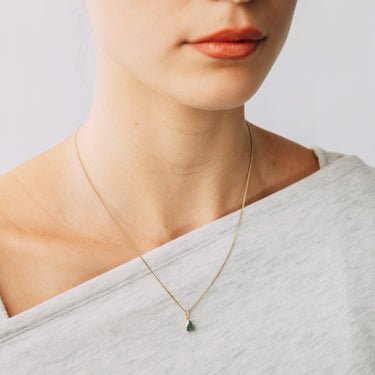 Created Emerald and Diamond Pendant in 9ct Yellow Gold