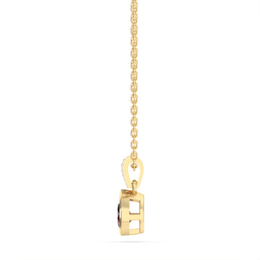 Created Red Garnet and Diamond Pendant in 9ct Yellow Gold