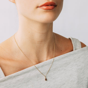 Created Red Garnet and Diamond Pendant in 9ct Yellow Gold