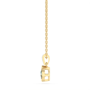 Created Blue Topaz and Diamond Pendant in 9ct Yellow Gold