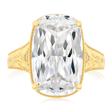 Cubic Zirconia Elongated Cushion Cut Ring in 9ct Yellow Gold