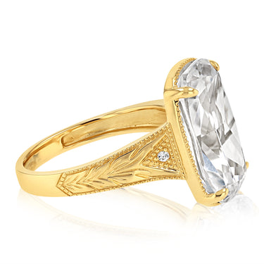 Cubic Zirconia Elongated Cushion Cut Ring in 9ct Yellow Gold