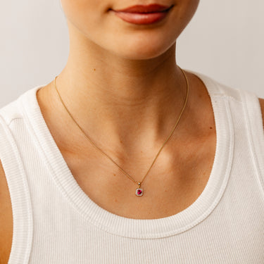 Created Ruby and Diamond Pendant in 9ct Yellow Gold