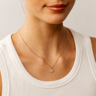 Created Aquamarine and Diamond Pendant in 9ct Yellow Gold