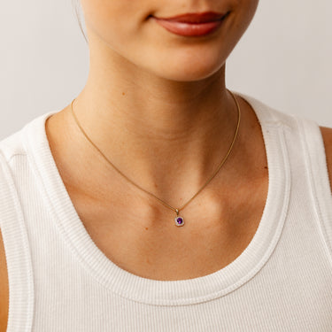Created Amethyst and Diamond Pendant in 9ct Yellow Gold