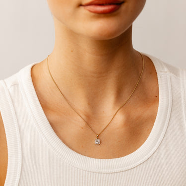 Created White Topaz and Diamond Pendant in 9ct Yellow Gold