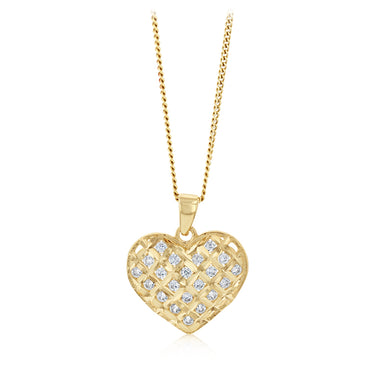 Cubic Zirconia Heart Pendant in 9ct Yellow Gold