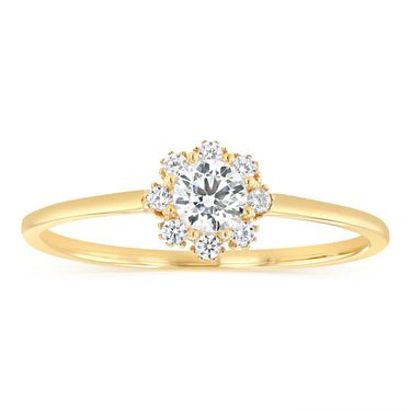 Cubic Zirconia Flower Ring in 9ct Yellow Gold