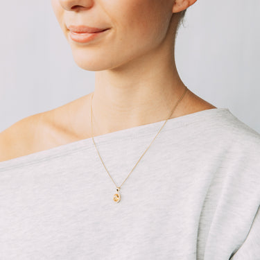 Natural Quartz and Cubic Zirconia Pendant in 9ct Yellow Gold