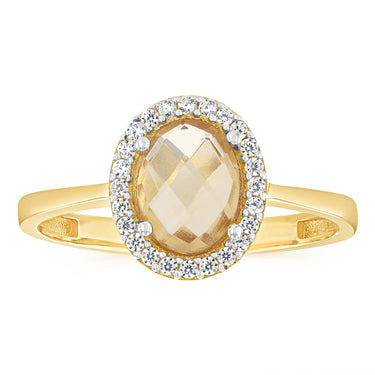 Natural Quartz and Cubic Zirconia Ring in 9ct Yellow Gold