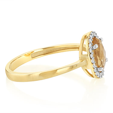 Natural Quartz and Cubic Zirconia Ring in 9ct Yellow Gold