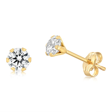 Cubic Zirconia 4mm Stud Earrings in 9ct Yellow Gold