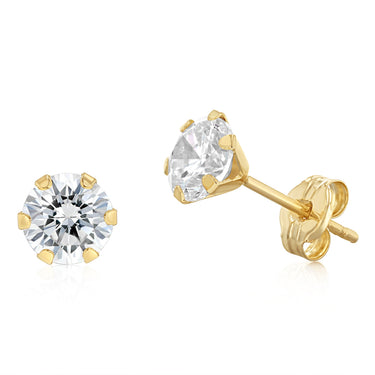 Cubic Zirconia 5mm Stud Earring in 9ct Yellow Gold