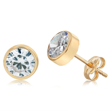 Cubic Zirconia 6mm Stud Earrings in 9ct Yellow Gold