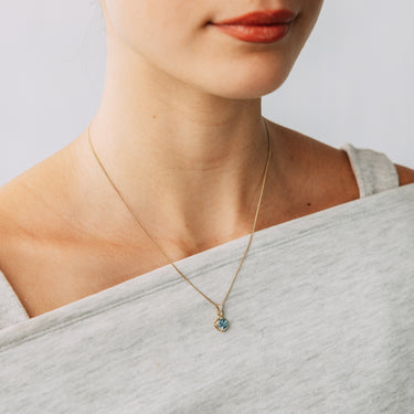 Swiss London Blue Topaz and Diamond Pendant in 9ct Yellow Gold