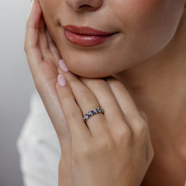 Natural Blue Sapphire and 1/4 Carat Diamond Ring in 9ct Yellow Gold