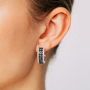 3.20 Carat Natural Blue Sapphire and White Cubic Zirconia Hoop Earring in Sterling Silver