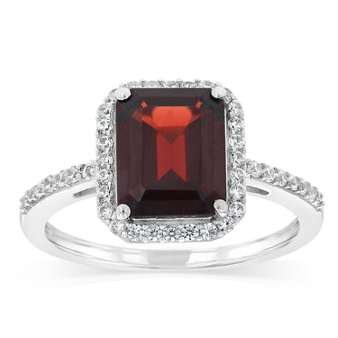 3.50 Carat Garnet and White Zirconia Ring in Sterling Silver