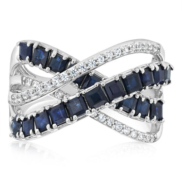 2.80 Carat Natural Blue Sapphire and White Zirconia Ring in Sterling Silver
