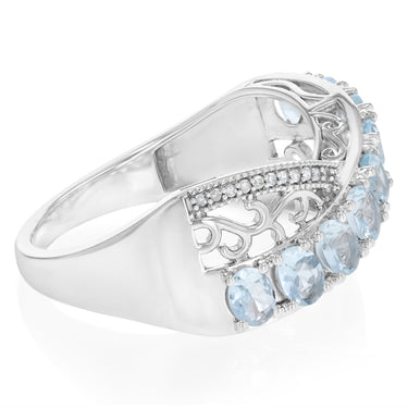 1.70 Carat Aquamarine and Diamond Ring in Sterling Silver