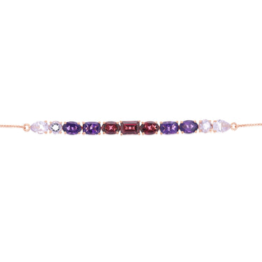 Rhodolite and Pink Amethyst Bolo Bracelet in Rose Gold Plated Sterling Sterling