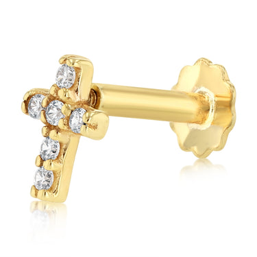 Cubic Zirconia Nose Piercing in 9ct Yellow Gold