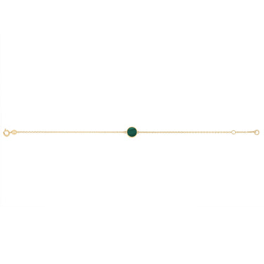 Malachite Disc Adjustable 19cm Bracelet in 9ct Yellow Gold