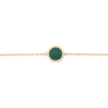 Malachite Disc Adjustable 19cm Bracelet in 9ct Yellow Gold