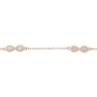 Mother of Pearl Infinity Adjustable 19cm Bracelet in 9ct Yellow Gold