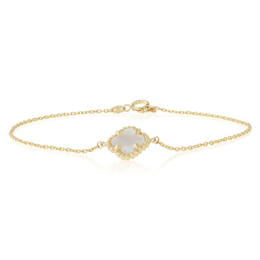 Mother of Pearl Clover Adjustable 19cm Bracelet in 9ct Yellow Gold