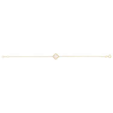 Mother of Pearl Clover Adjustable 19cm Bracelet in 9ct Yellow Gold