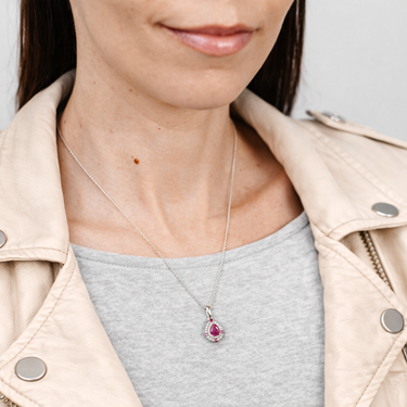 Natural Emerald and White Cubic Zirconia Pendant on Adjustable 50cm Chain in Sterling Silver