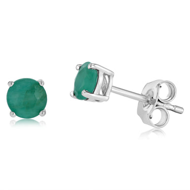 Natural Emerald Stud Earrings in Sterling Silver