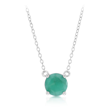 Natural Emerald Pendant on 45cm Chain in Sterling Silver