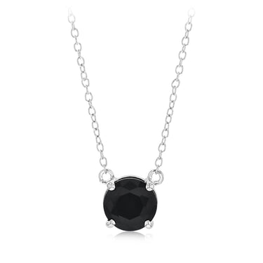 Natural Black Sapphire Pendant on 45cm Chain in Sterling Silver